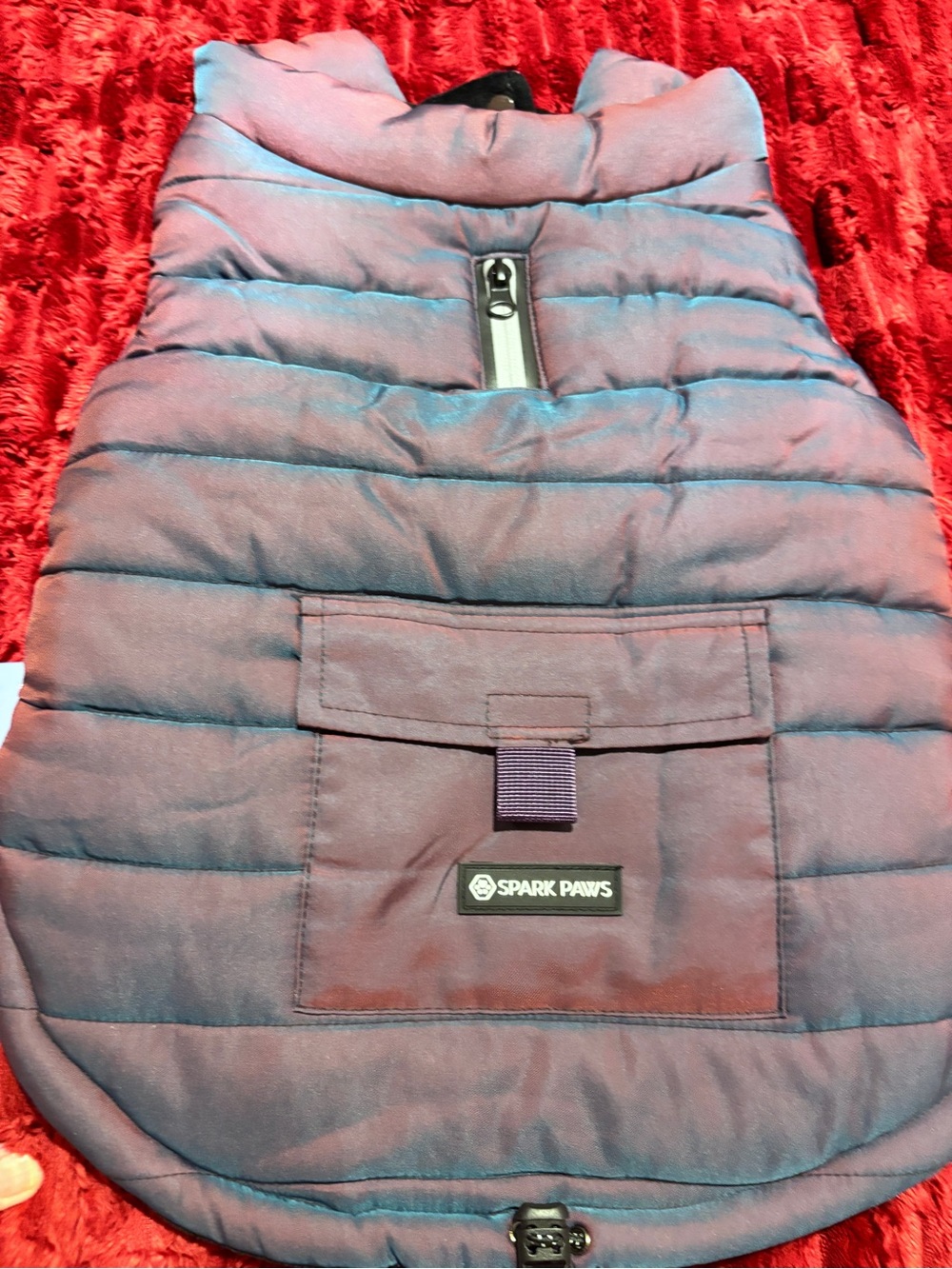 NWT Spark Paws XL Plum Shiny Quilted Dog Vest Love Your Puppy